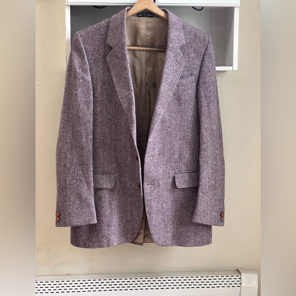 Vtg Trimingham's Bermuda Purplish Herringbone Tweed Men’s Sport Coat Size 40 R